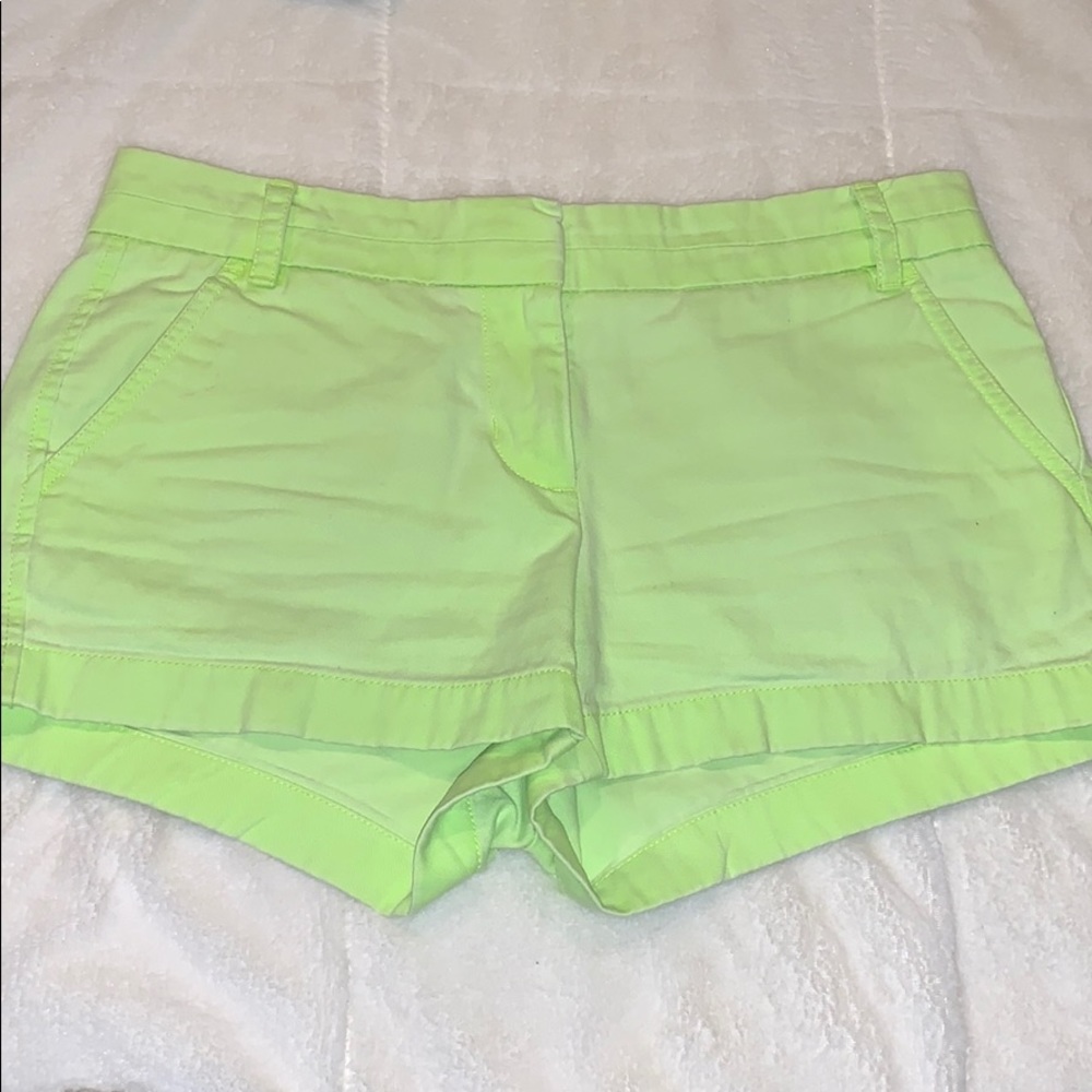 Neon green J.Crew chino shorts